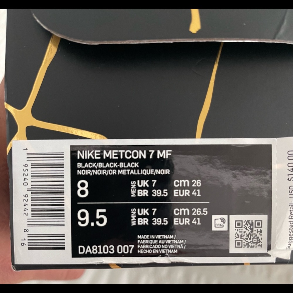 Nike Metcon 7 Mat Fraser Black & Gold CrossFit Sneakers *NIB* - Picture 4 of 10